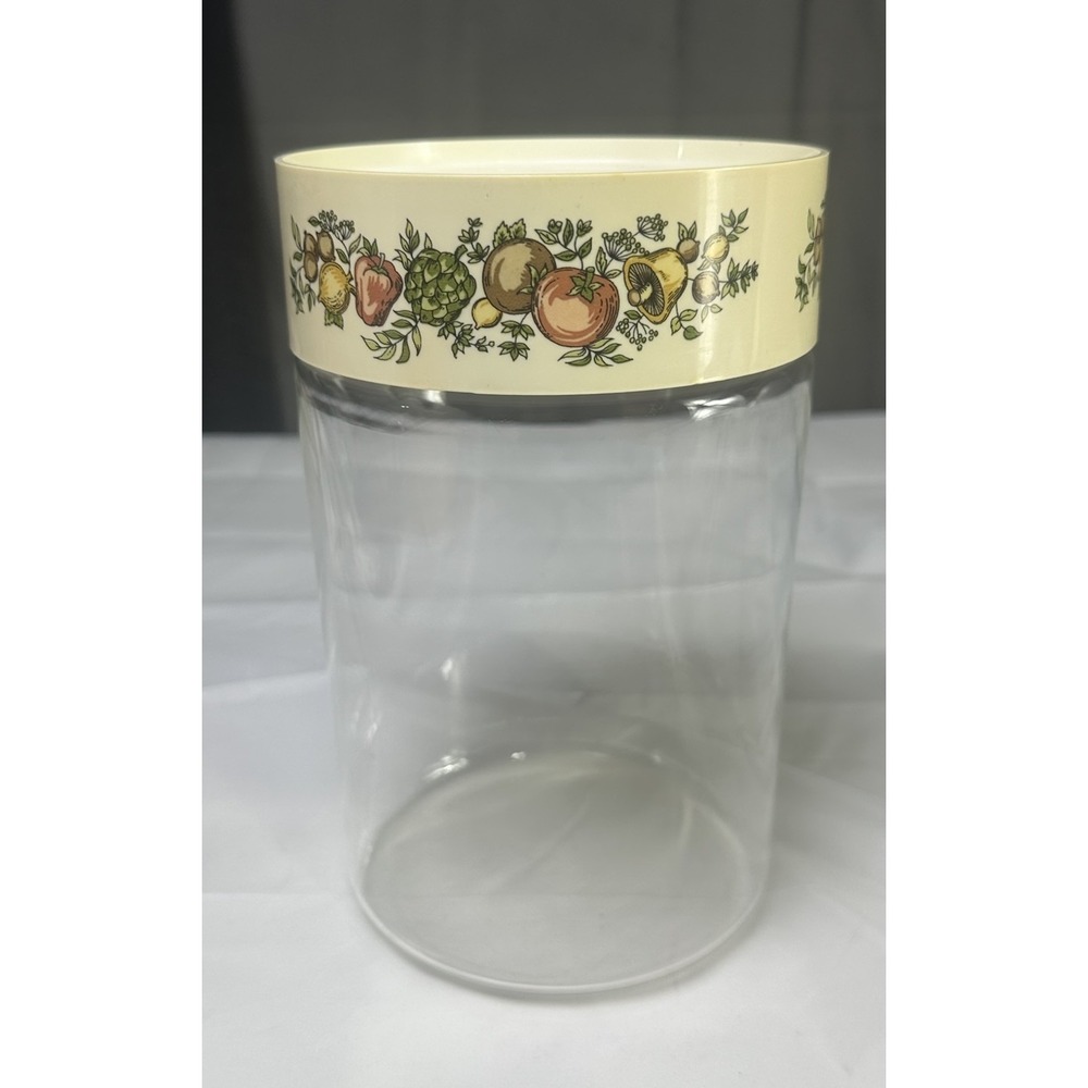 Vintage 1970's Pyrex Spice of Life See-N-Store Glass Canister Container 7.5